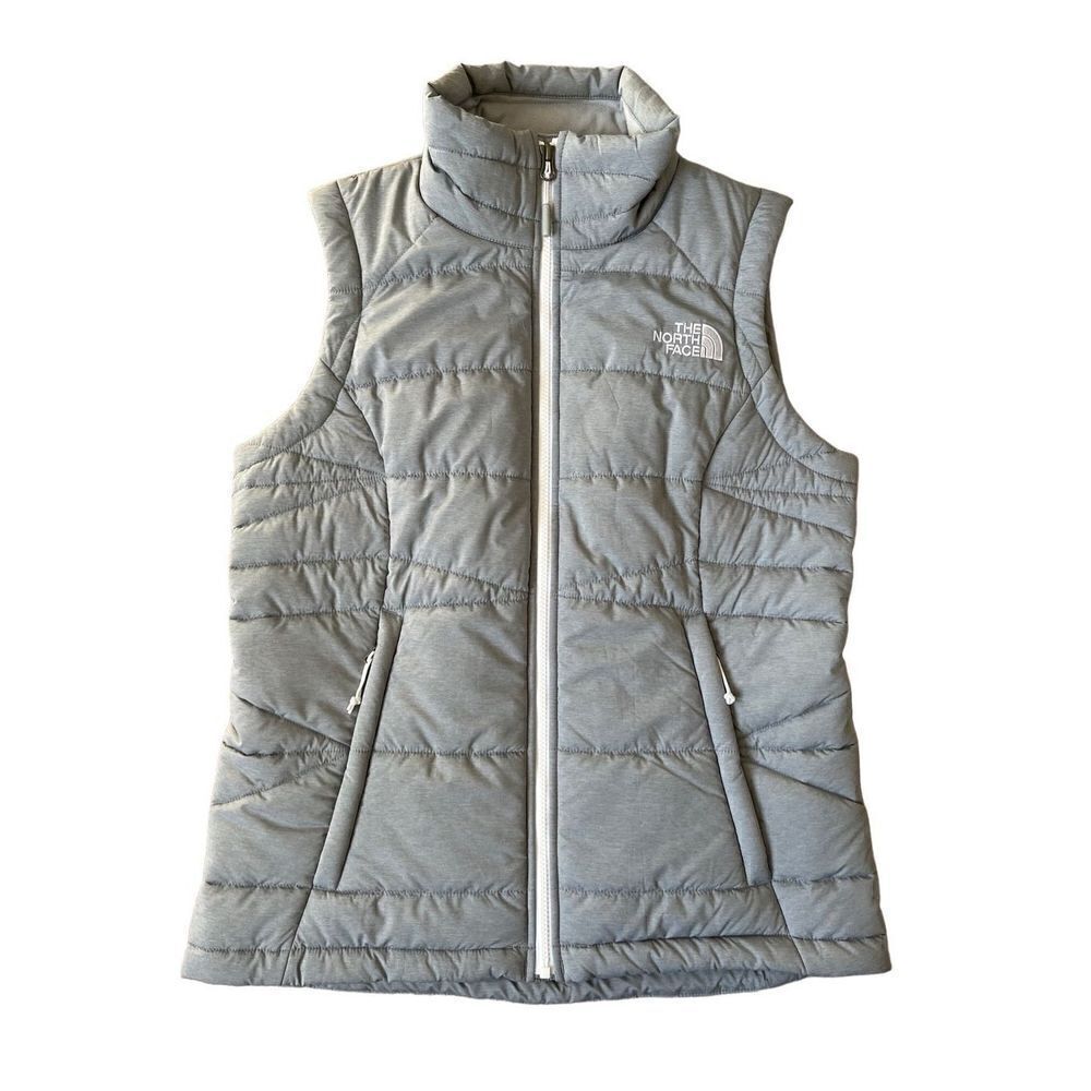 The North Face Quilted Puffer Vest Size Medium Gray Full Zip